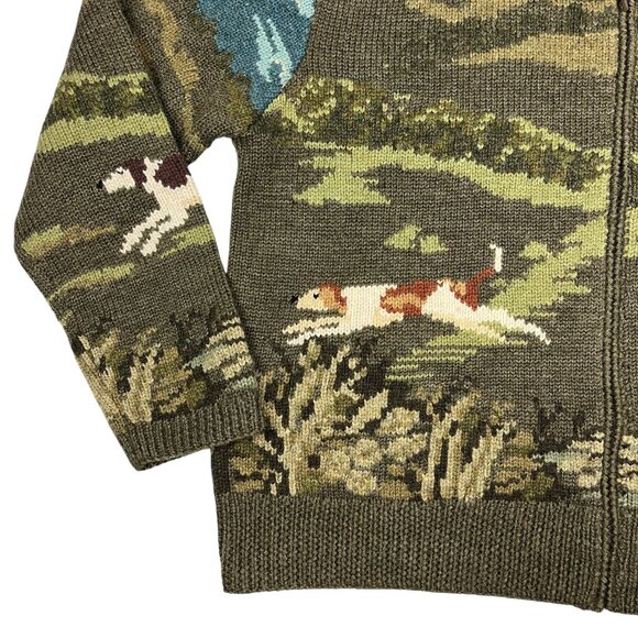 Vintage Ralph Lauren Wool Dog Hunt Cardigan Sweater Hoodie Jacket - Picture 13 of 16